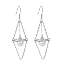 Trendy 925 Sterling Silver Geometric Shell Pearl Drop Earrings